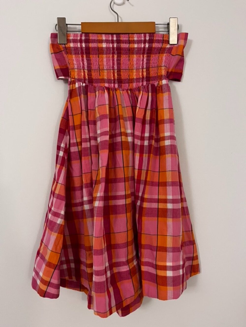 Simons hot pink plaid mini dress XS